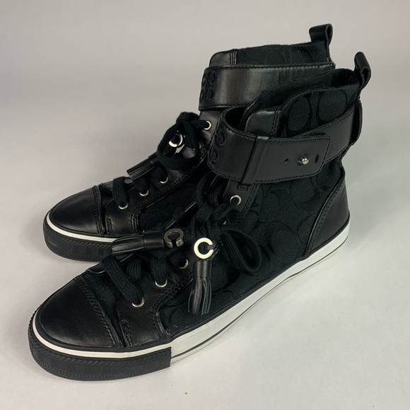 coach black high top sneakers